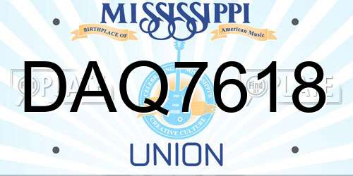 DAQ7618 Mississippi License Plate