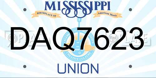 DAQ7623 Mississippi License Plate