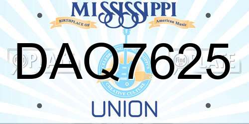 DAQ7625 Mississippi License Plate