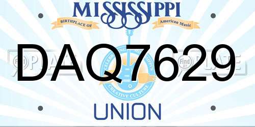 DAQ7629 Mississippi License Plate