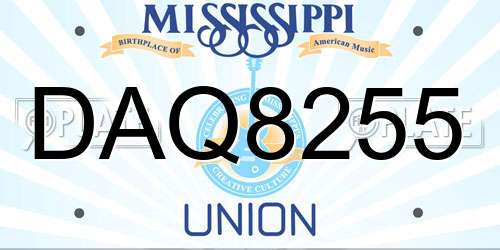 DAQ8255 Mississippi License Plate