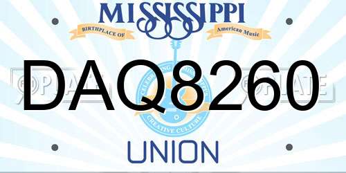 DAQ8260 Mississippi License Plate