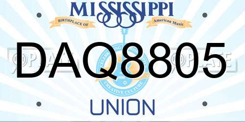 DAQ8805 Mississippi License Plate