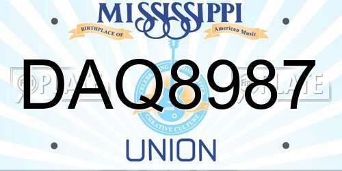 DAQ8987 Mississippi License Plate