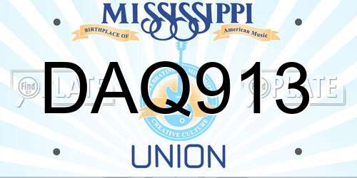 DAQ913 Mississippi License Plate