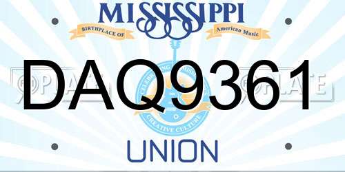 DAQ9361 Mississippi License Plate