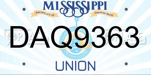DAQ9363 Mississippi License Plate