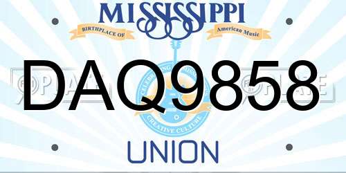 DAQ9858 Mississippi License Plate