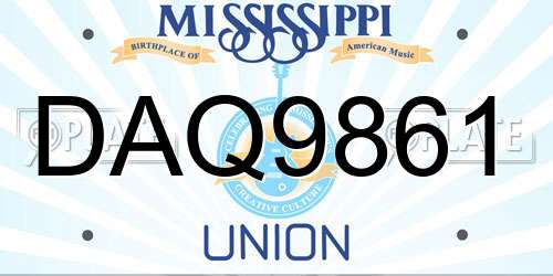 DAQ9861 Mississippi License Plate