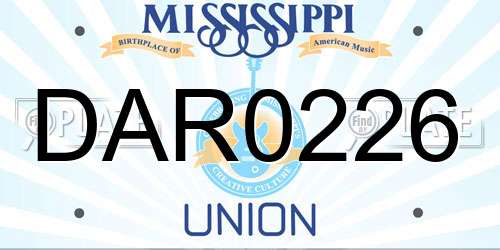 DAR0226 Mississippi License Plate