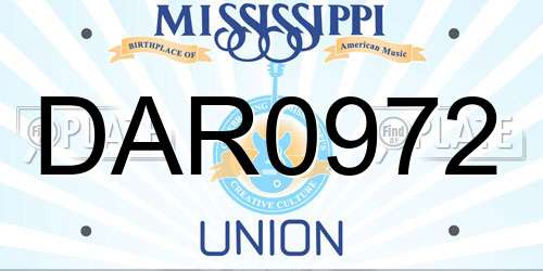 DAR0972 Mississippi License Plate