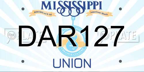 DAR127 Mississippi License Plate