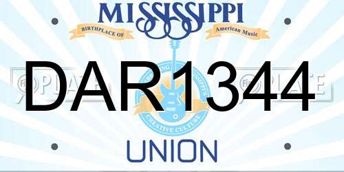 DAR1344 Mississippi License Plate