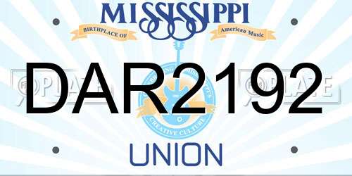 DAR2192 Mississippi License Plate