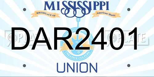 DAR2401 Mississippi License Plate