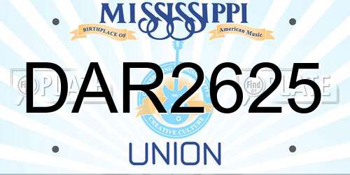 DAR2625 Mississippi License Plate