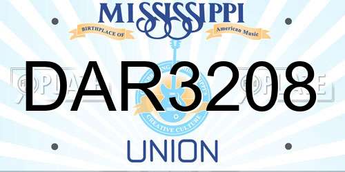 DAR3208 Mississippi License Plate