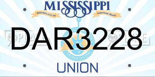 DAR3228 Mississippi License Plate