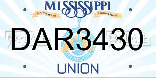 DAR3430 Mississippi License Plate