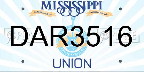 DAR3516 Mississippi License Plate