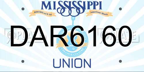 DAR6160 Mississippi License Plate