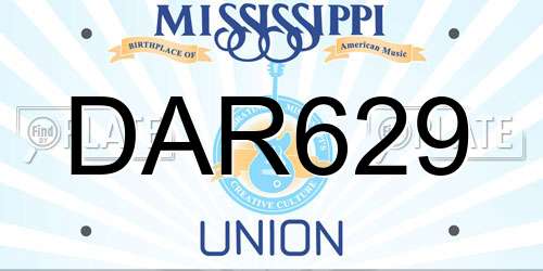 DAR629 Mississippi License Plate
