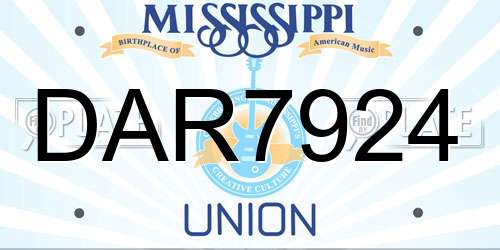 DAR7924 Mississippi License Plate