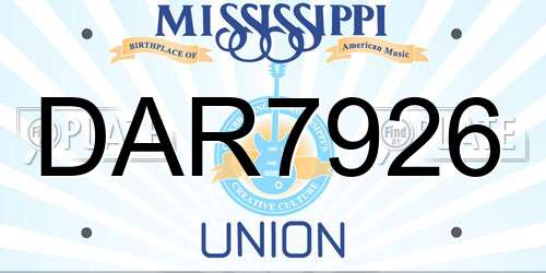 DAR7926 Mississippi License Plate