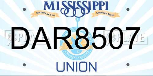 DAR8507 Mississippi License Plate