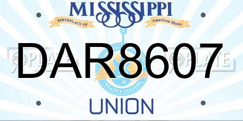 DAR8607 Mississippi License Plate