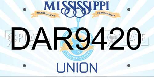 DAR9420 Mississippi License Plate