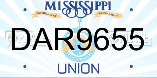 DAR9655 Mississippi License Plate