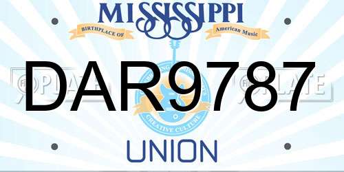 DAR9787 Mississippi License Plate