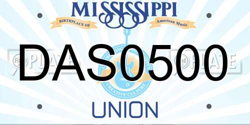 DAS0500 Mississippi License Plate