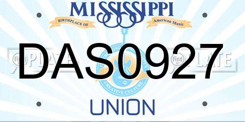 DAS0927 Mississippi License Plate