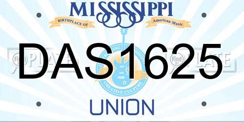DAS1625 Mississippi License Plate