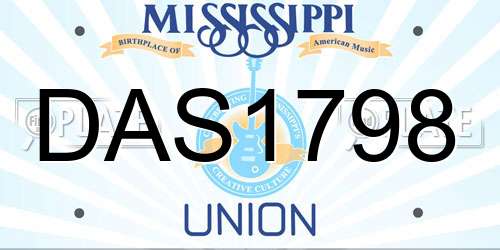 DAS1798 Mississippi License Plate