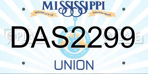 DAS2299 Mississippi License Plate