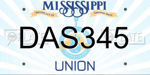 DAS345 Mississippi License Plate