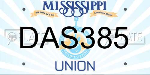 DAS385 Mississippi License Plate