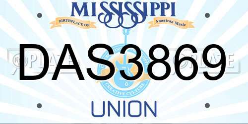 DAS3869 Mississippi License Plate