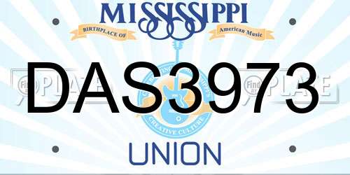 DAS3973 Mississippi License Plate