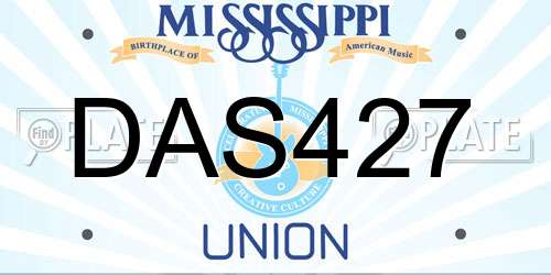 DAS427 Mississippi License Plate