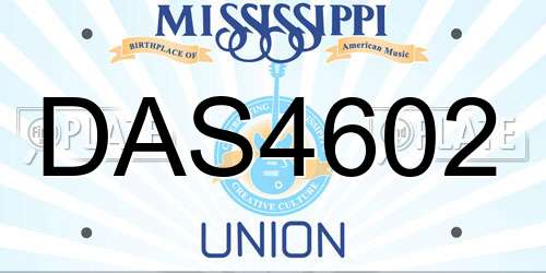 DAS4602 Mississippi License Plate