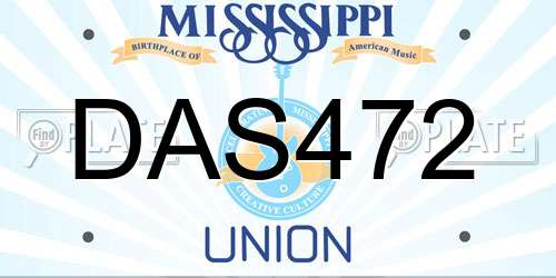 DAS472 Mississippi License Plate