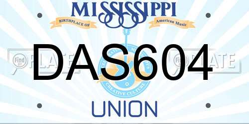 DAS604 Mississippi License Plate
