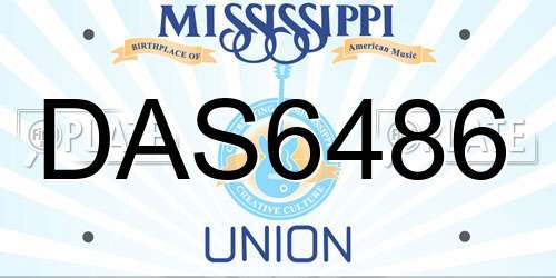 DAS6486 Mississippi License Plate