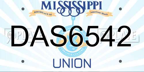 DAS6542 Mississippi License Plate