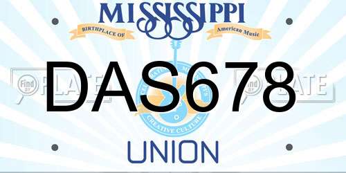 DAS678 Mississippi License Plate
