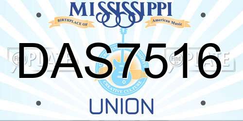 DAS7516 Mississippi License Plate